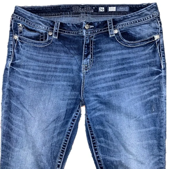 Women's Miss Me Jeans Mid-Rise Easy Crop Pants Sz 36 Plus Size - Picture 5 of 7